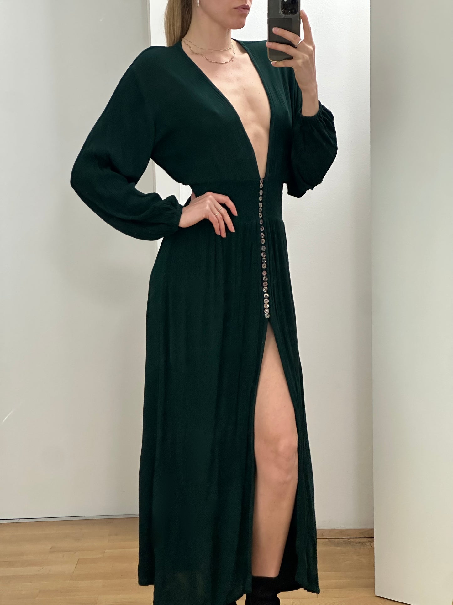 BaliBali Forrest Green Cotton Maxi Dress S