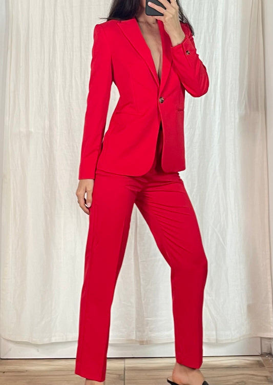 Cherry Red Blazer Trousers Suit Set MANGO S EU 36