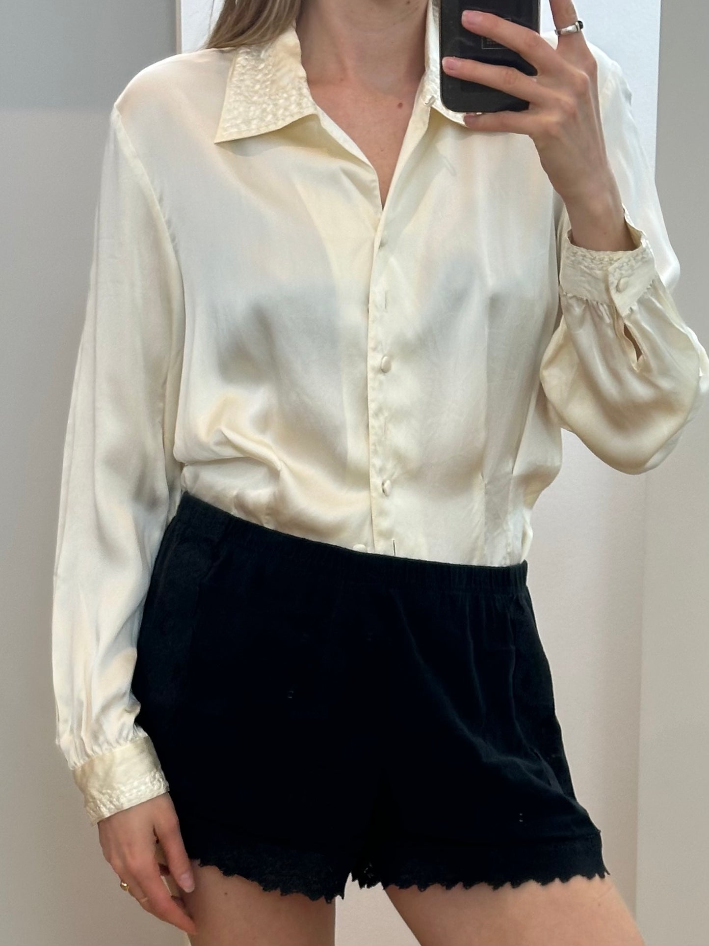 Vintage Cream Silk Blouse S/M
