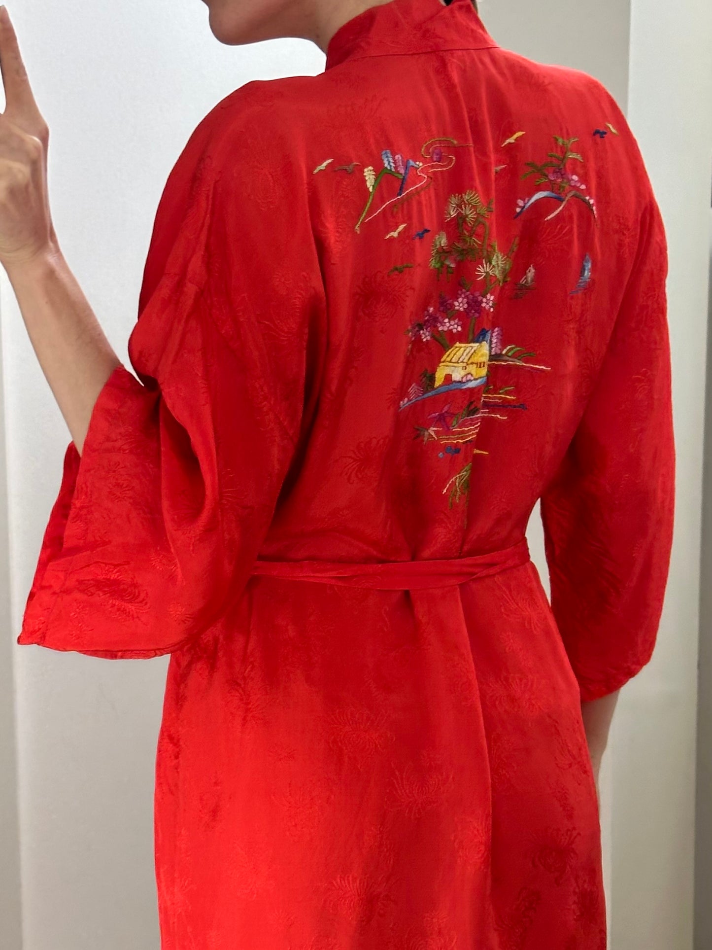 Vintage Red Kimono One Size