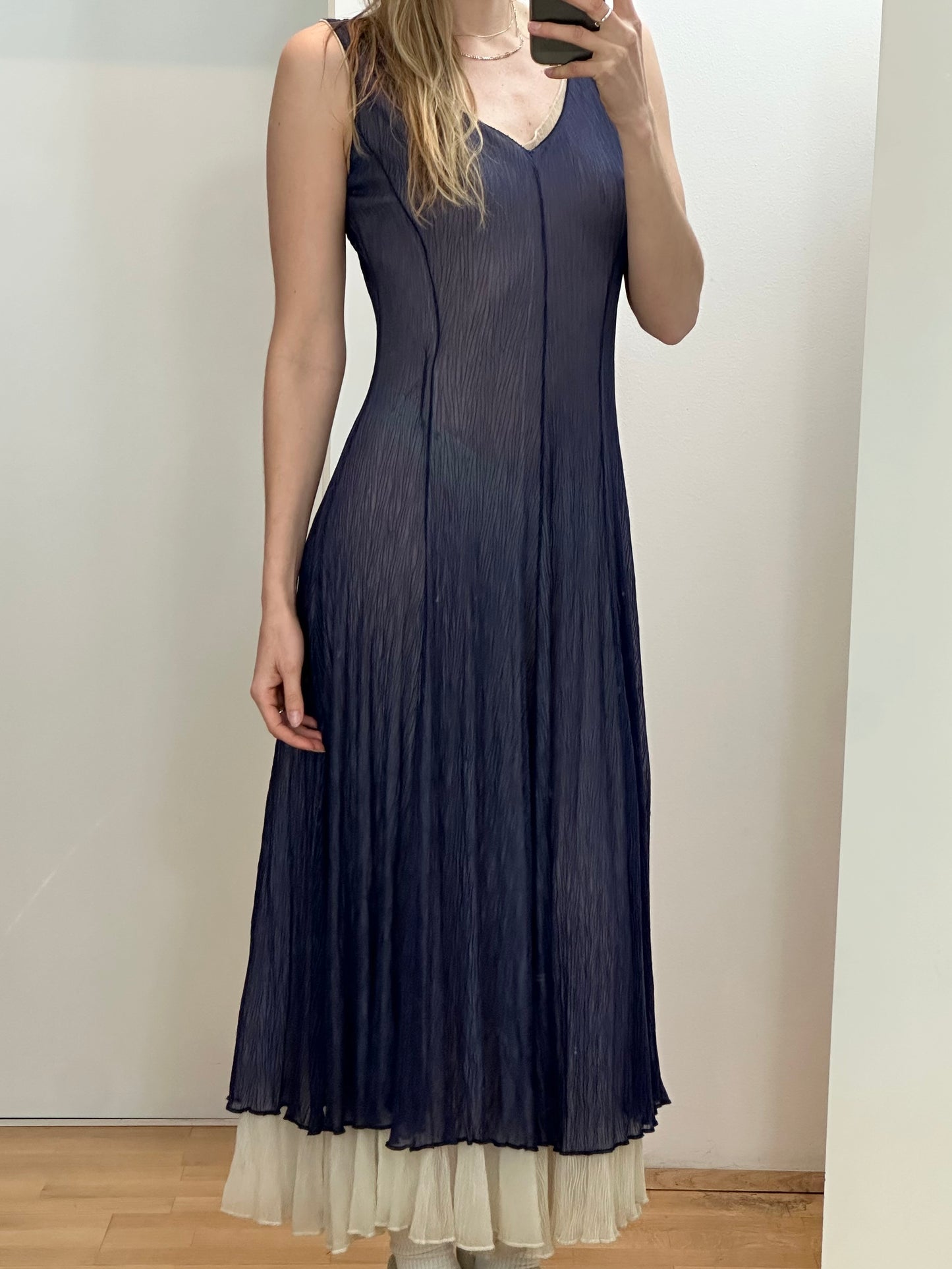 Vintage Navy Sheer Maxi Dress S/M