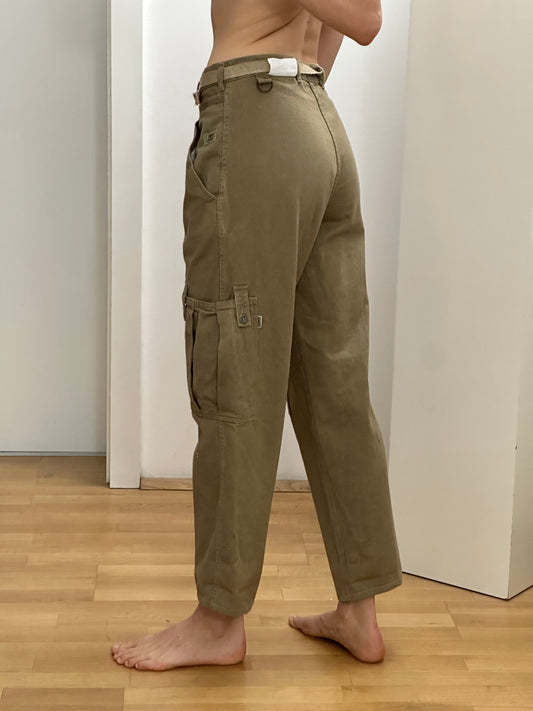 Vintage Khaki Cargo Cotton Trousers S