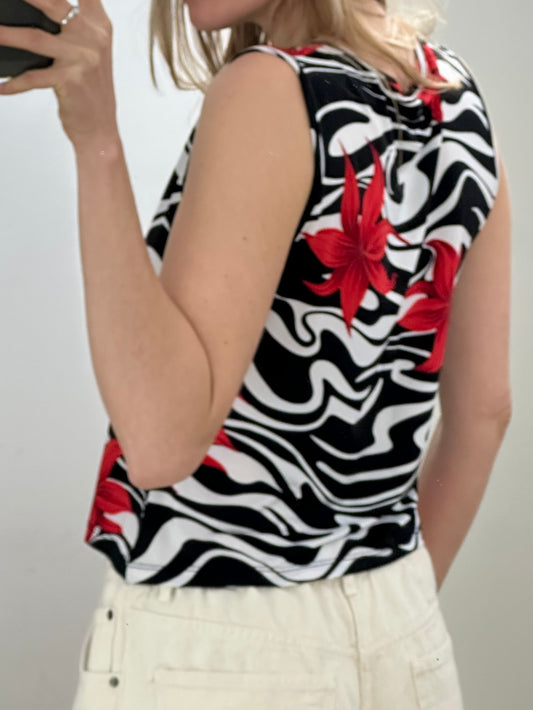 Vintage Black & White Top S