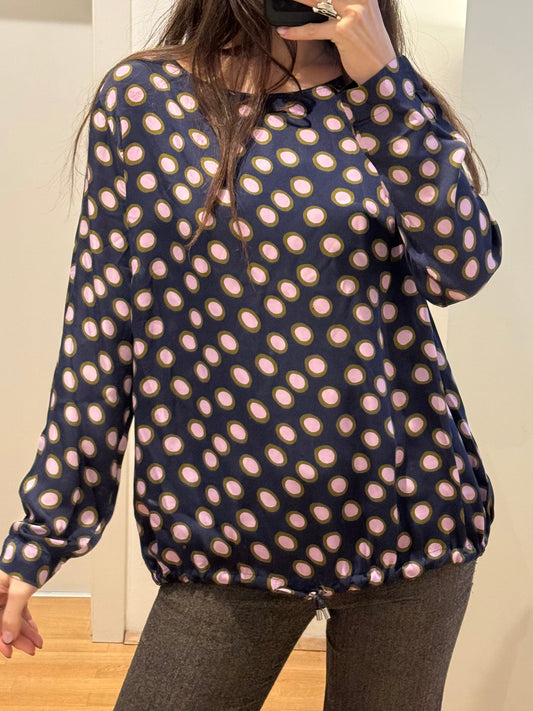 100% Viscose Eterna Polka Dot Long Sleeve Blouse Top M