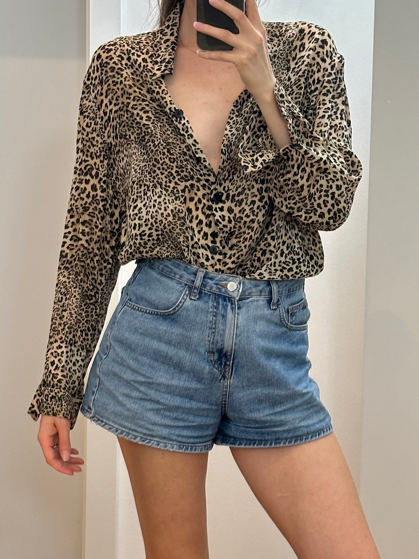 Vintage Viscose Leopard Blouse M