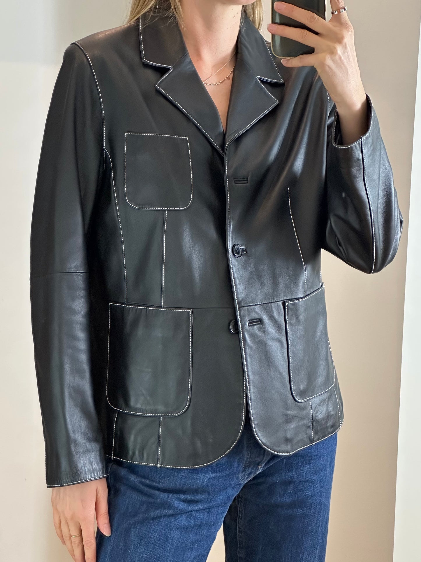 Vintage New Black Nappa Leather Jacket M