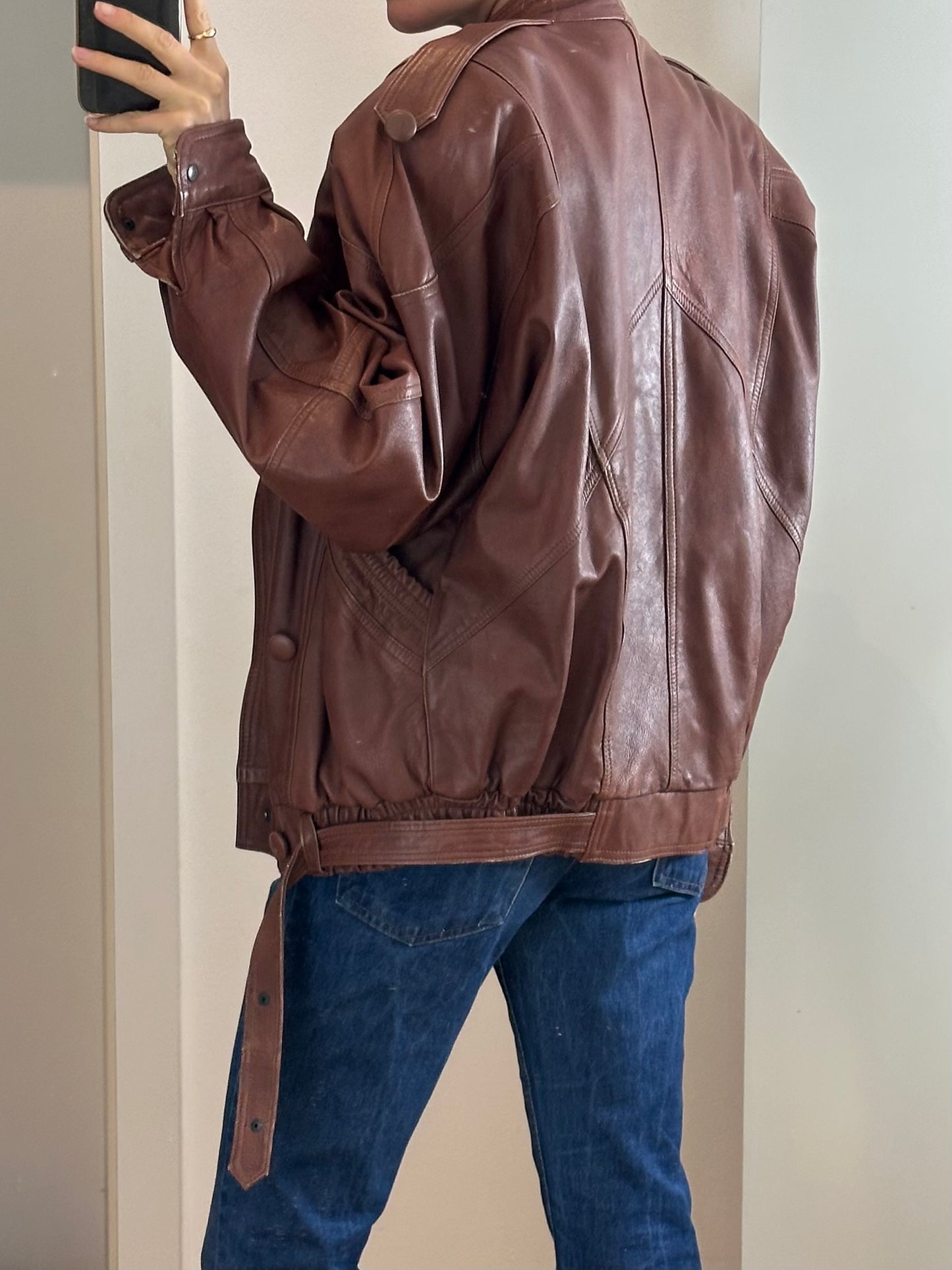 Vintage Brown Leather Jacket L