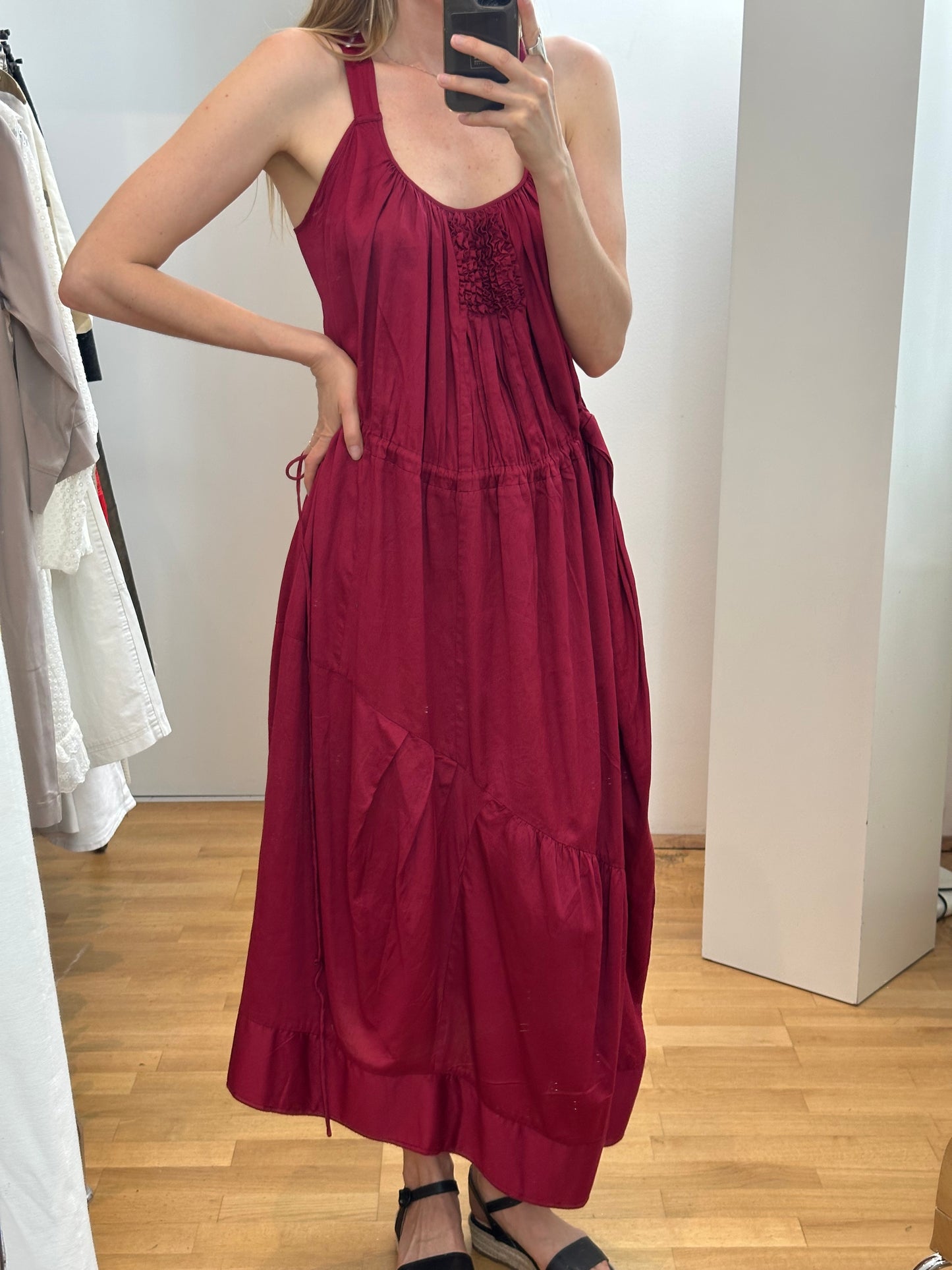 Red Cotton Maxi Dress M
