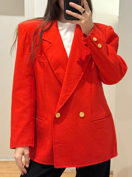 Vintage Red/Orange 100% Wool Blazer Jacket L