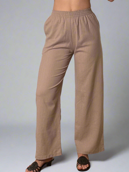 Cotton High Waisted Light Mauve High Waisted Straight Leg Trousers S