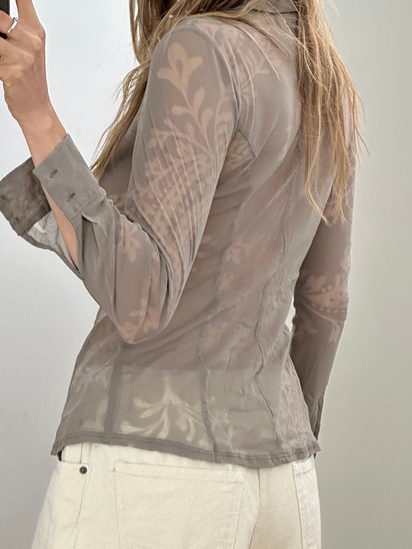 Gray Mesh Blouse XS