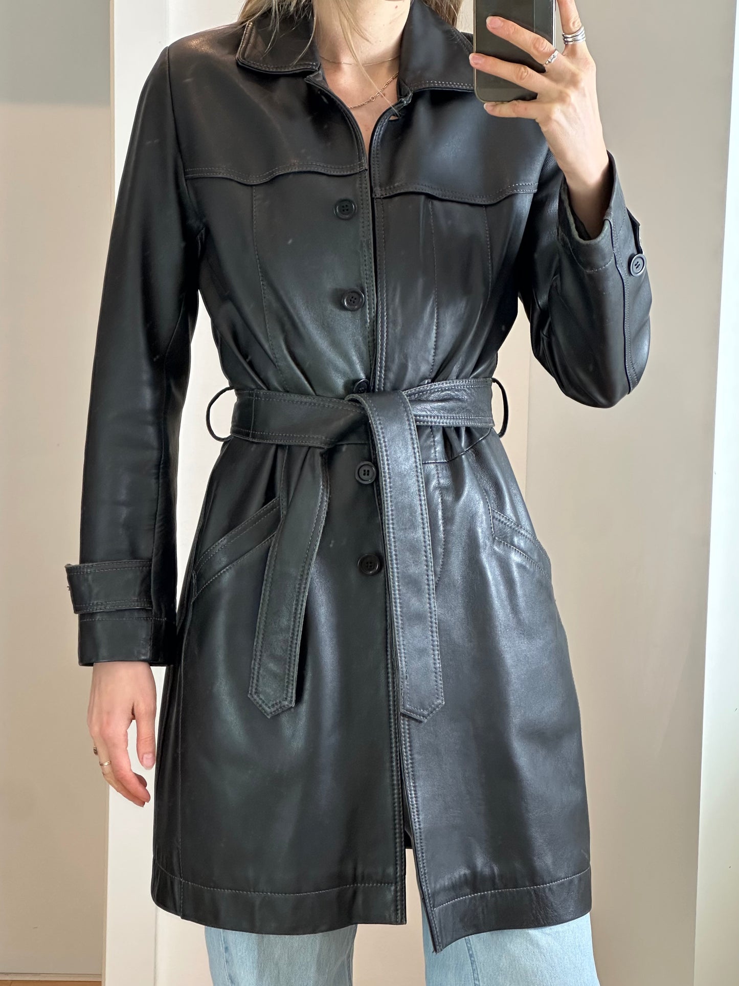 Vintage Black Leather Jacket S/M