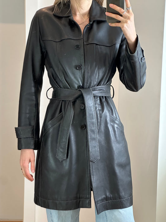 Vintage Black Leather Jacket S/M