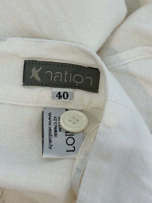 Vintage 100% Linen White Maxi Skirt S