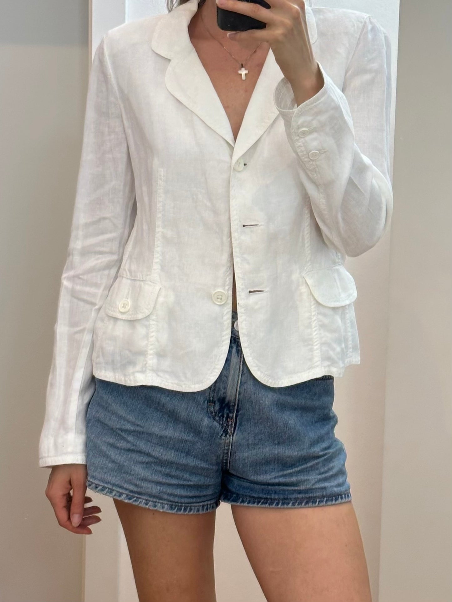 Armani White Linen Blazer S