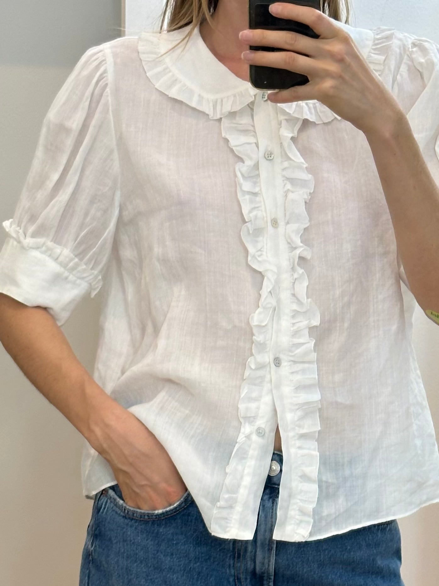 White Linen Blouse M