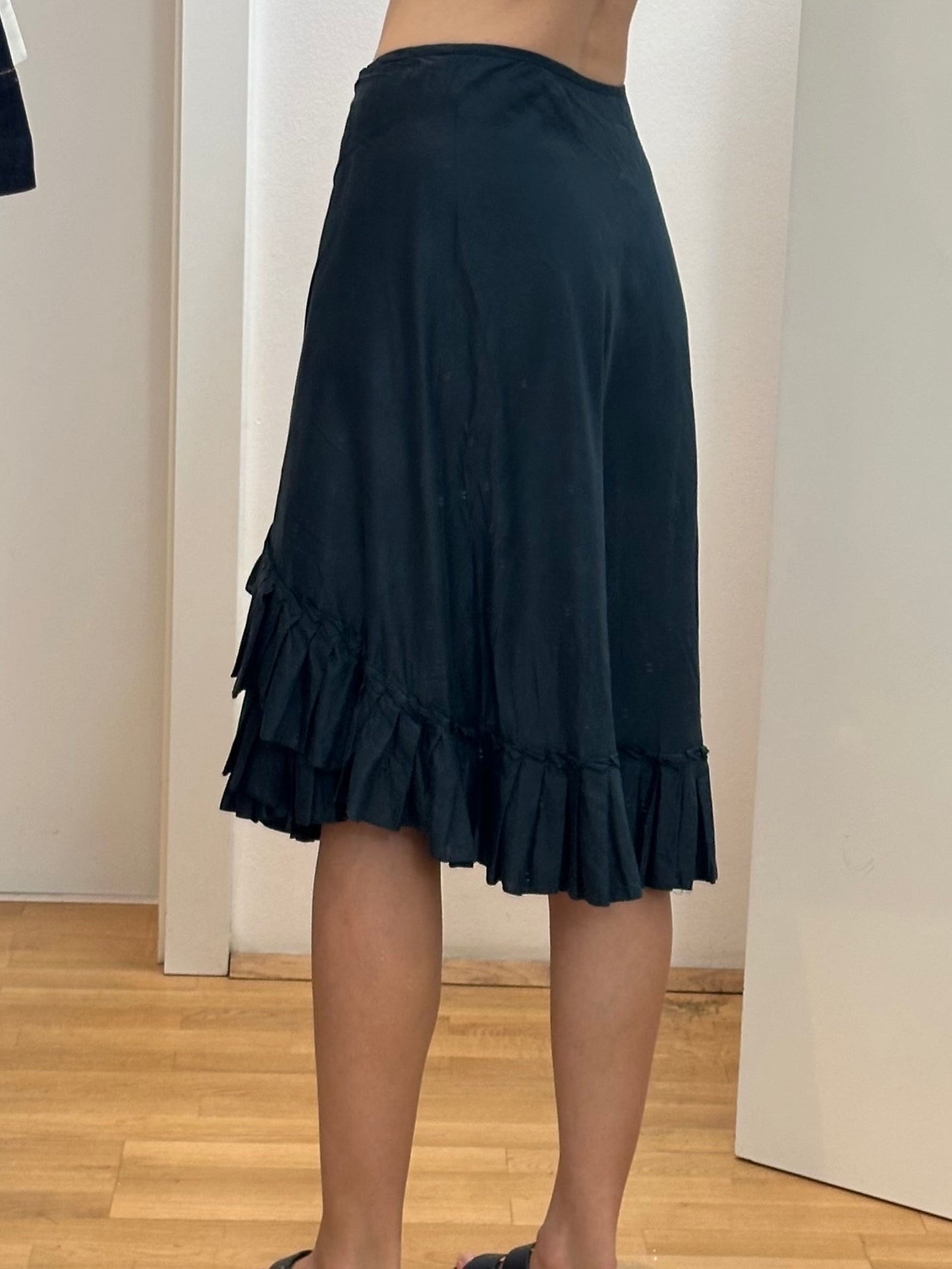 Cotton Navy Midi Skirt S