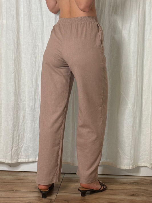 Cotton High Waisted Light Mauve High Waisted Straight Leg Trousers S