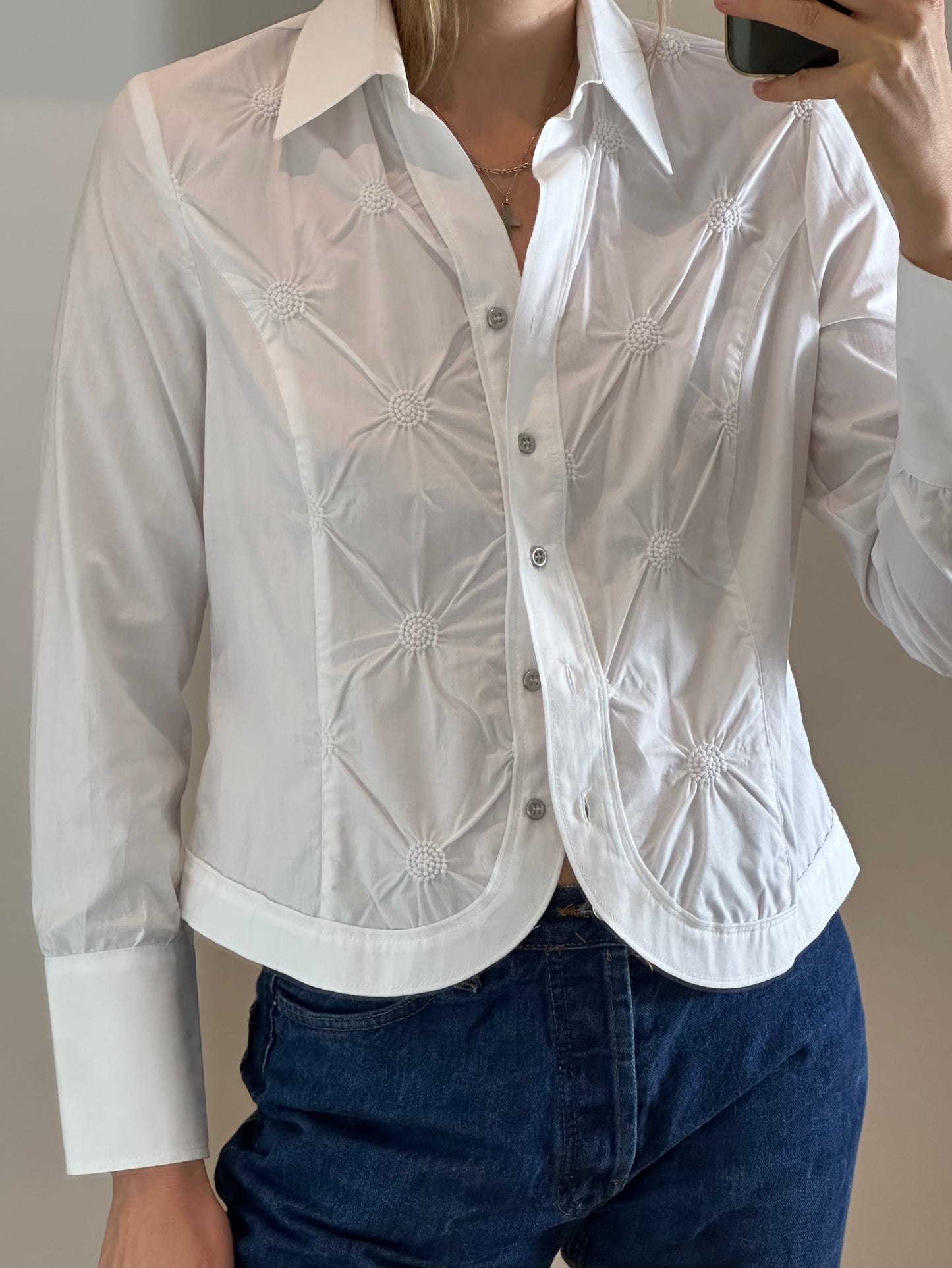 White Embroidered Blouse S