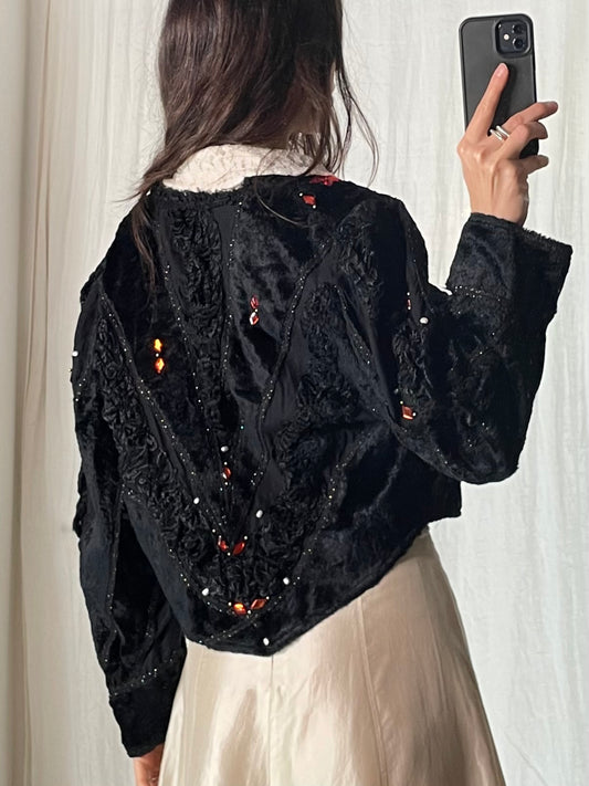 Vintage Black Embellished Short Jacket M