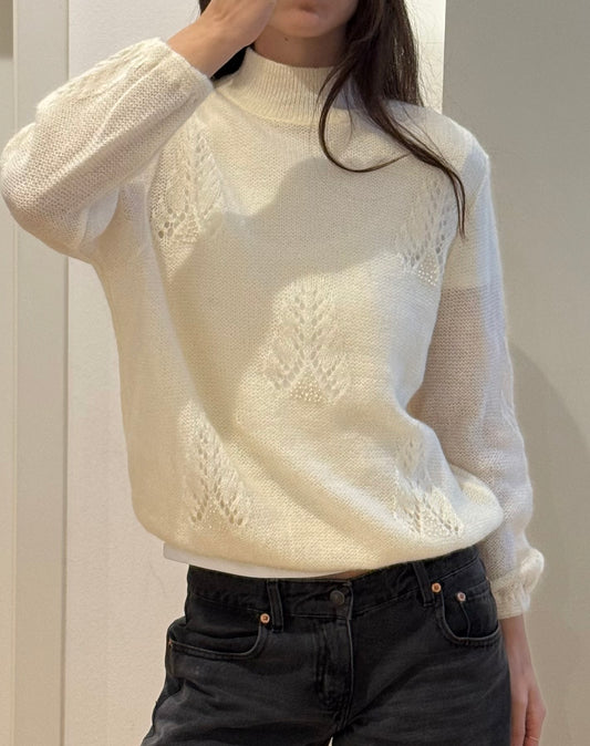 Vintage White 100% Mohair Pullover Sweater M