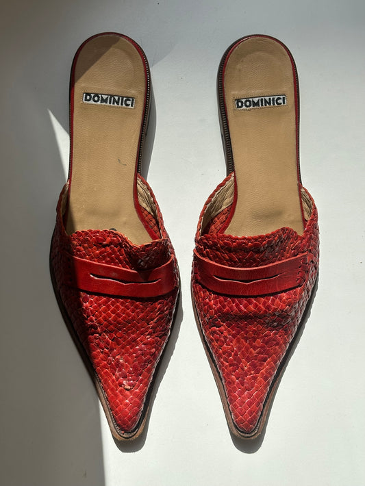 Dominici Red Leather Shoes 38