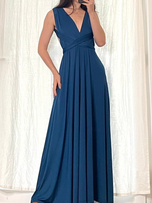 Blue Jersey Maxi Dress S