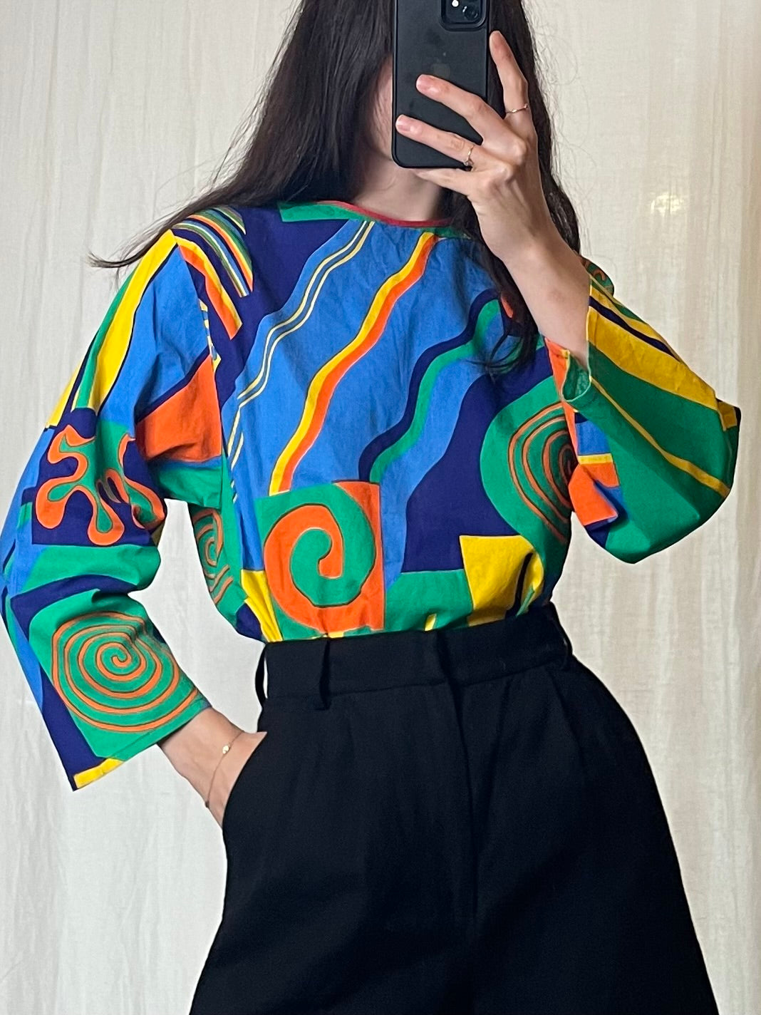 Vintage Bright Abstract Artsy Top S/M