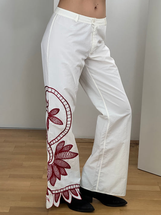 Vintage White Flared Trousers M