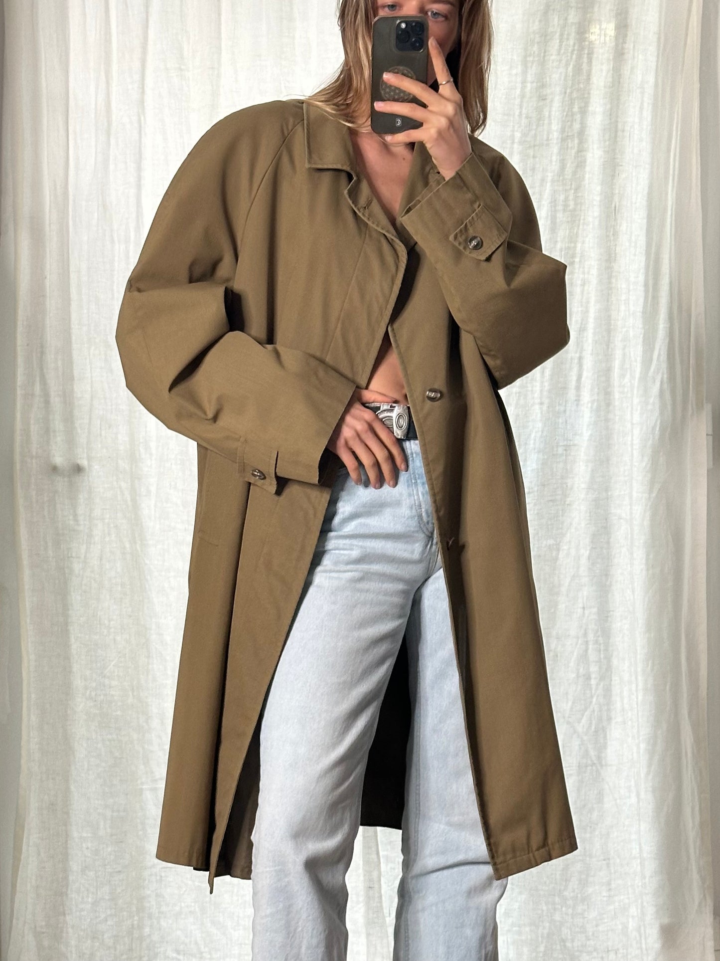 Khaki Swiss Vintage Trench Coat L/XL