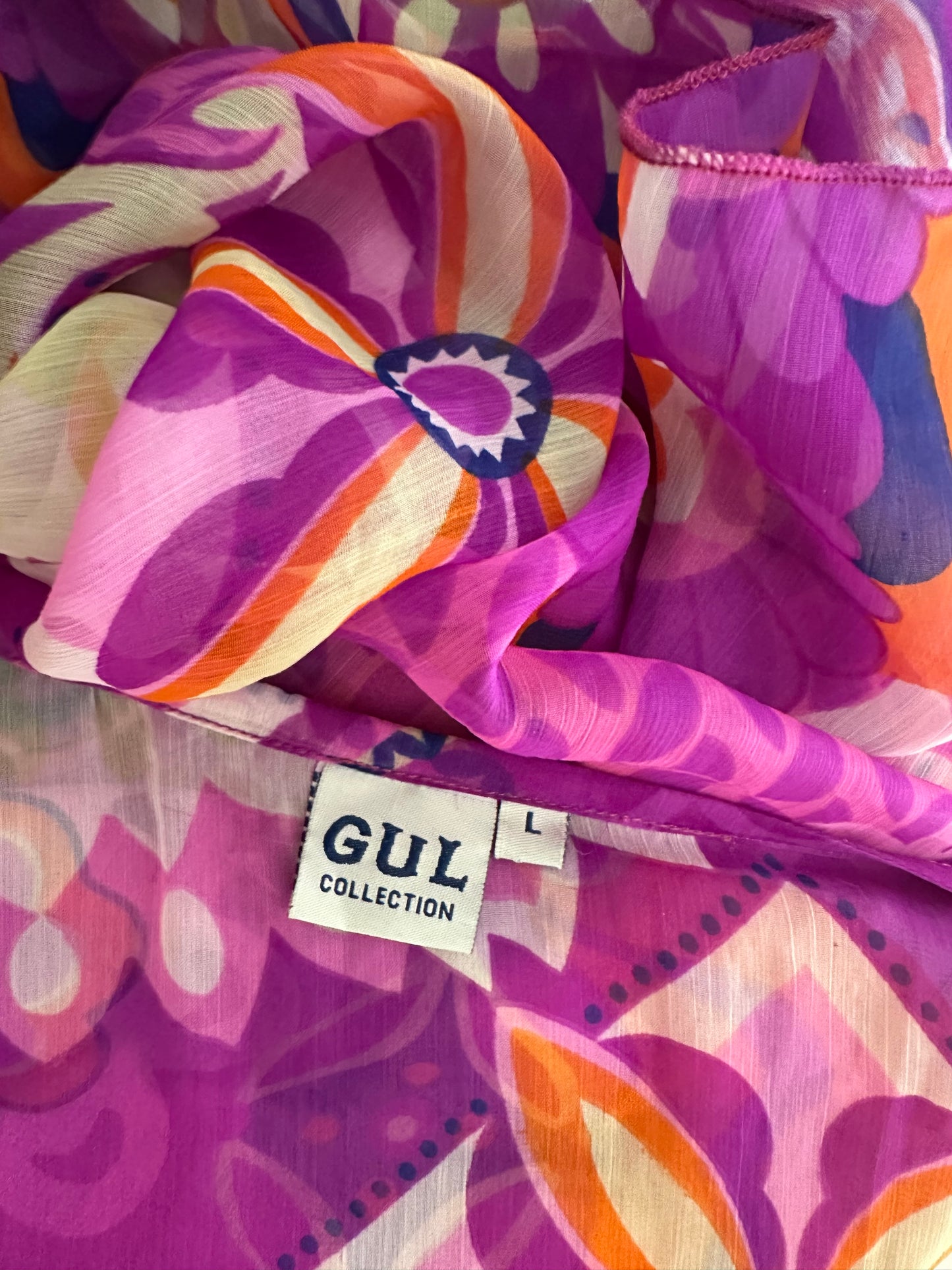 Colourful Printed Pink Multicolour Tunic Sheer Top S