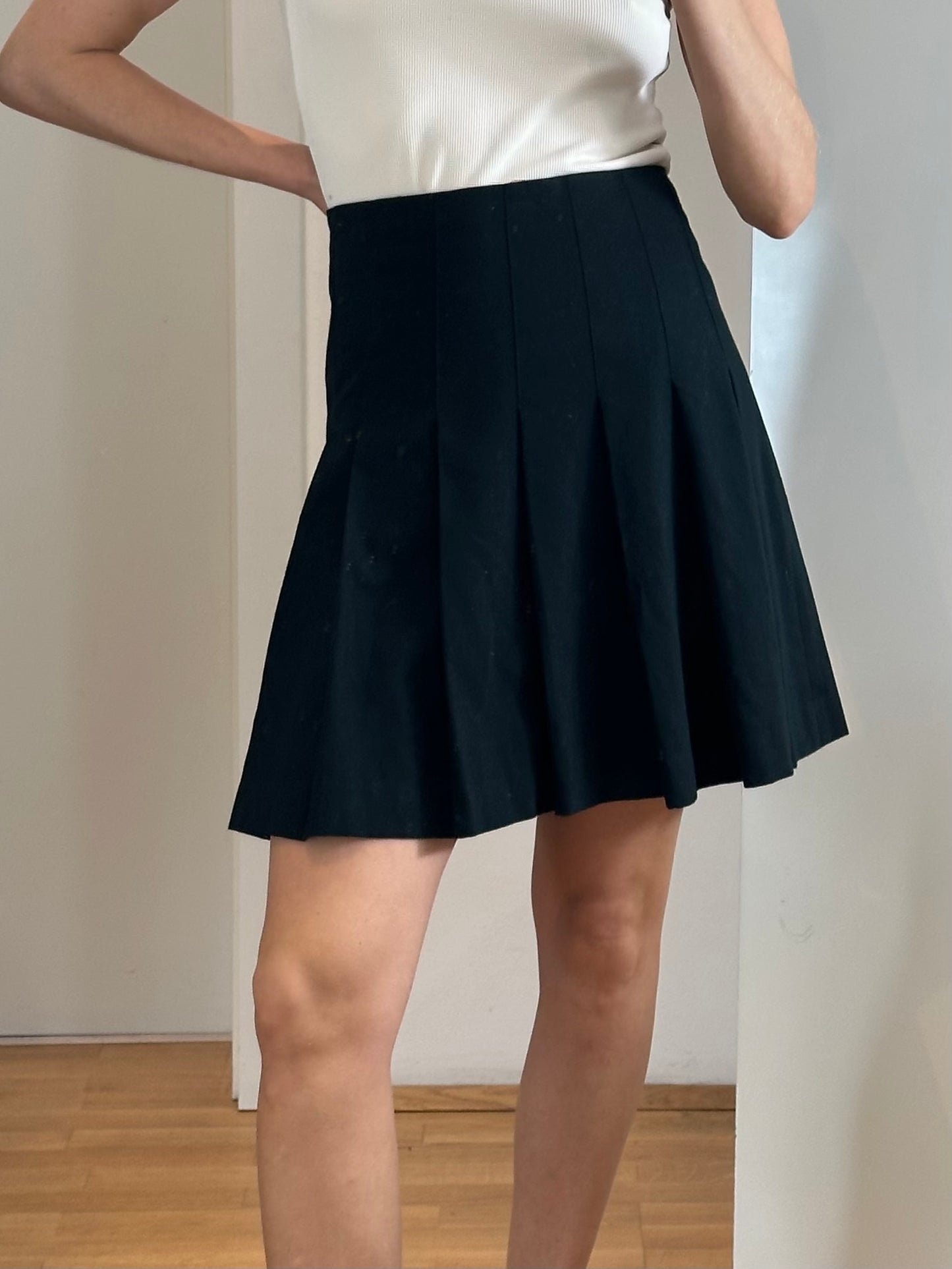Black Wool Skirt Skirt L