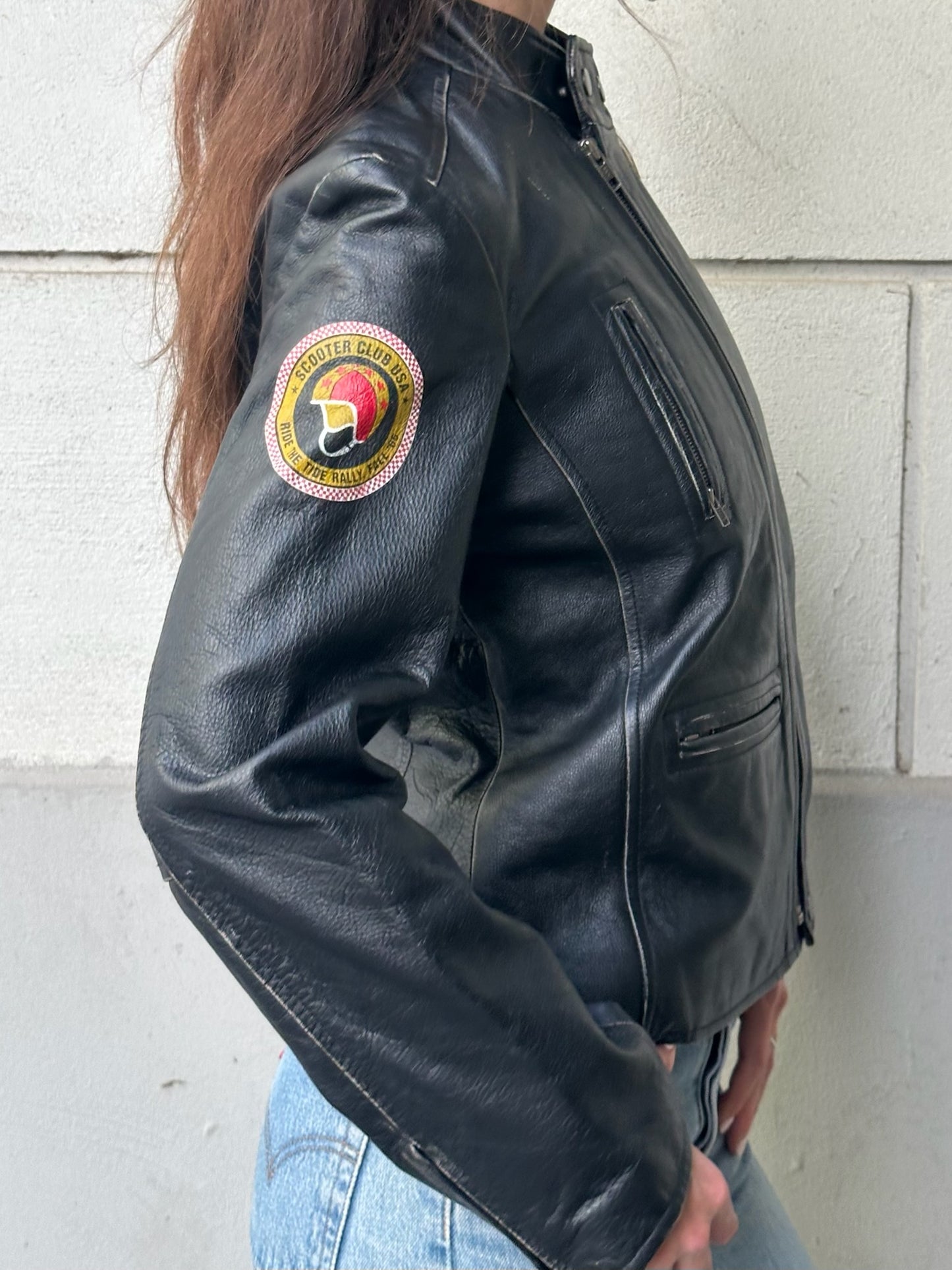 Vintage Levi’s Red Tab 100% Genuine Black Distressed Leather Moto Jacket S/M