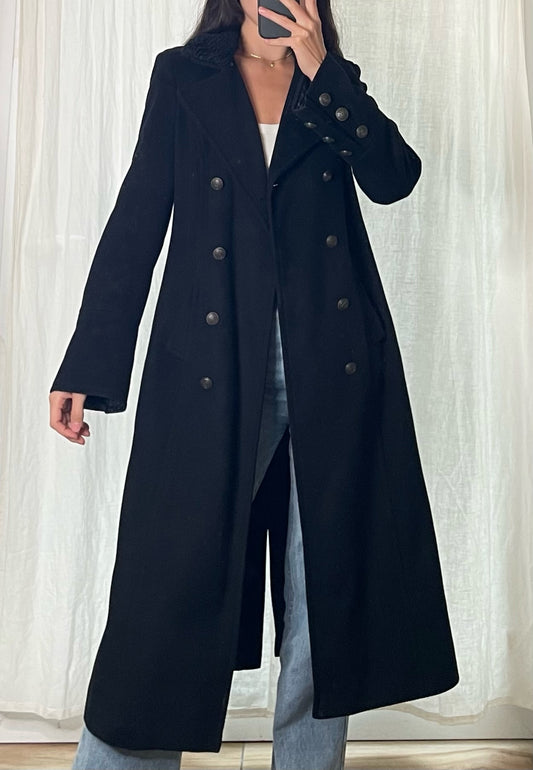 100% Wool Black Maxi Blazer Style Coat S/M