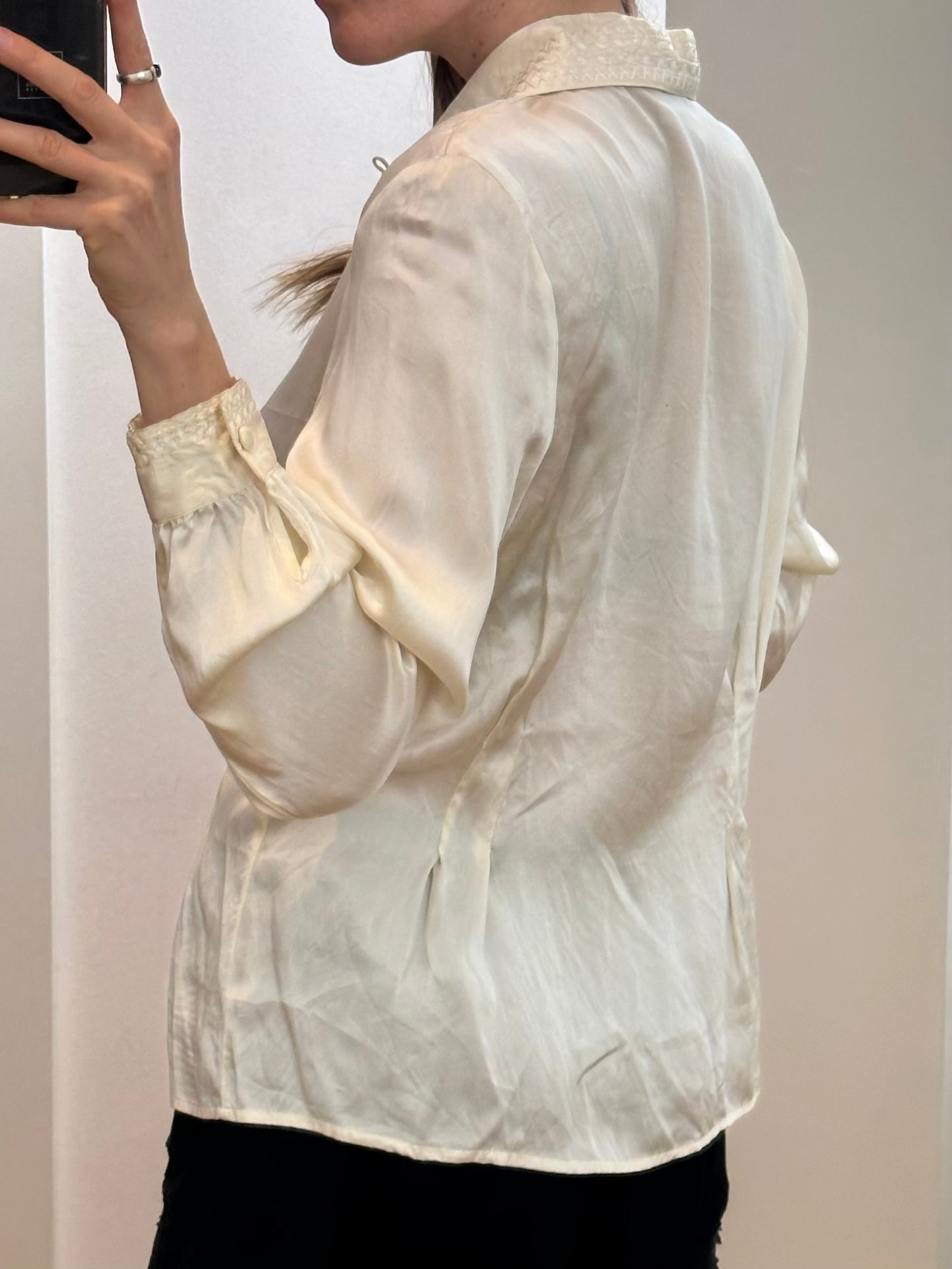 Vintage Cream Silk Blouse S/M