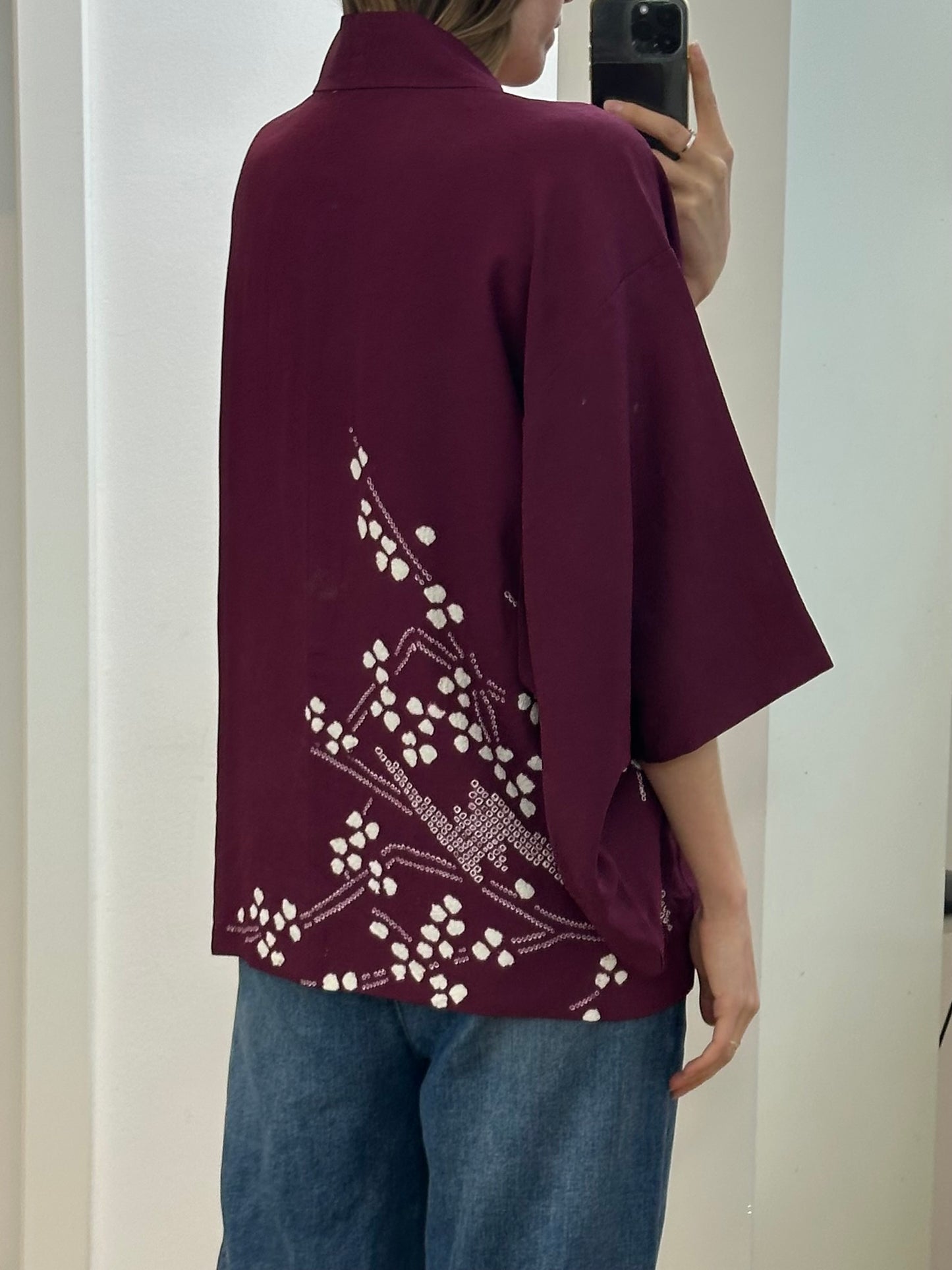 Japanese Purple Haori Kimono Jacket One Size