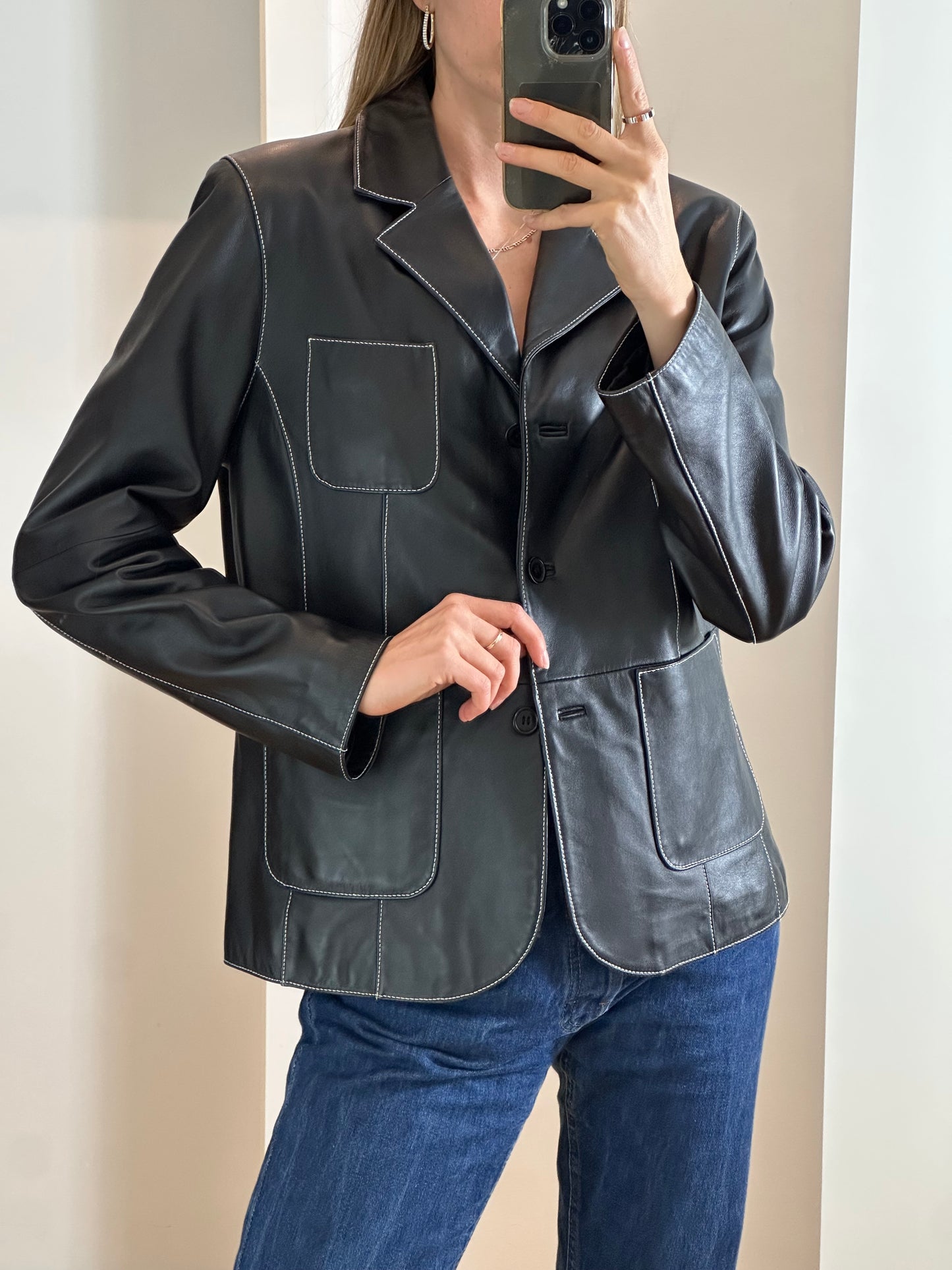 Vintage New Black Nappa Leather Jacket M