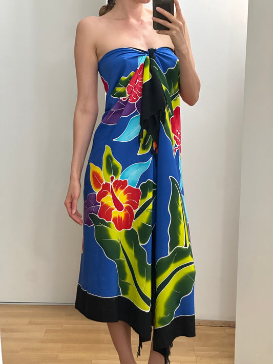 Vintage Tropical Sarong Wrap Dress