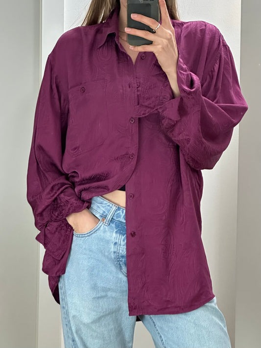Vintage Silk Button Down Shirt L
