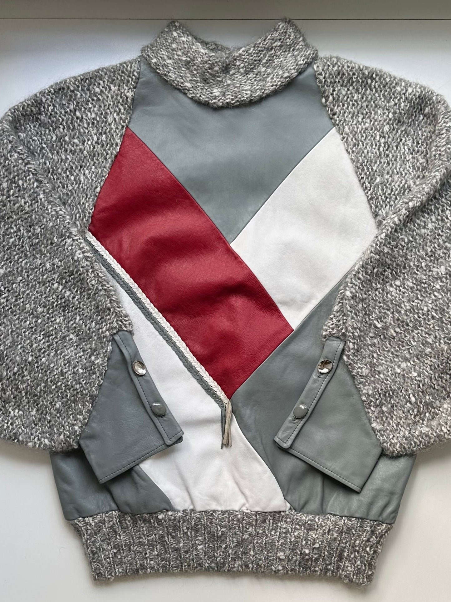 Vintage Wool Leather Sweater S