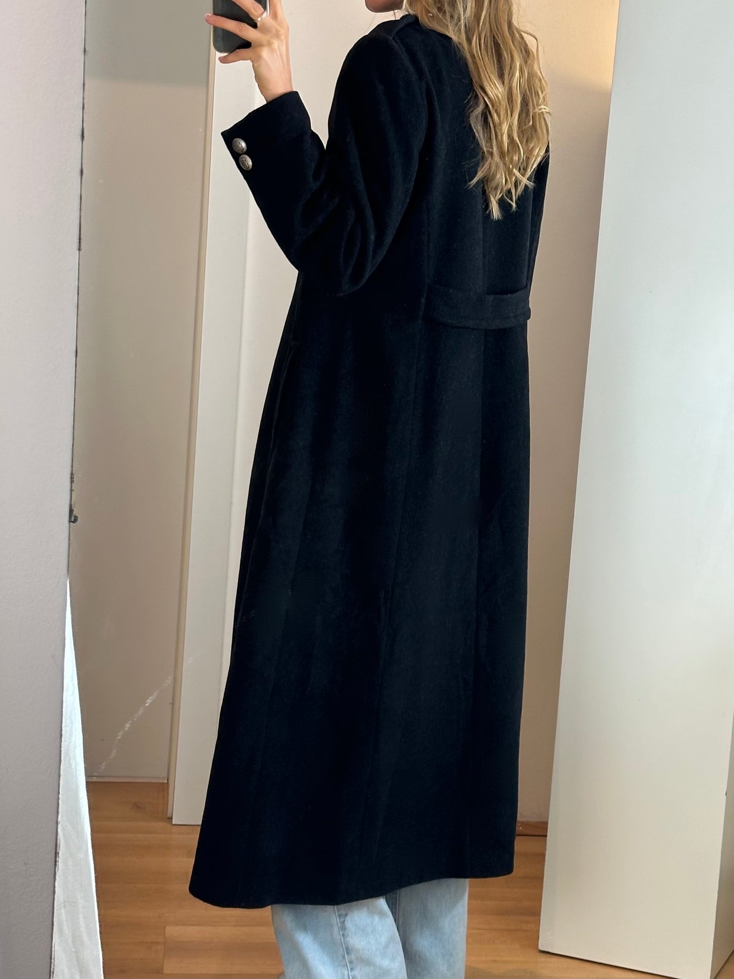Vintage Dark Gray Wool Maxi Coat M/L
