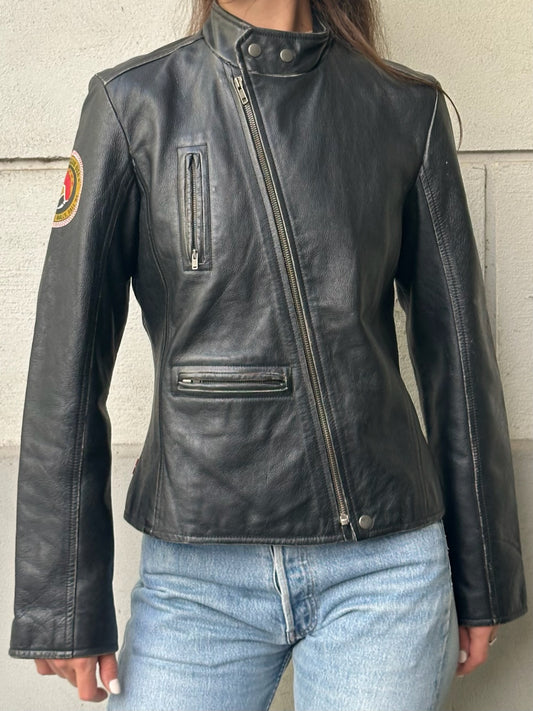 Vintage Levi’s Red Tab 100% Genuine Black Distressed Leather Moto Jacket S/M