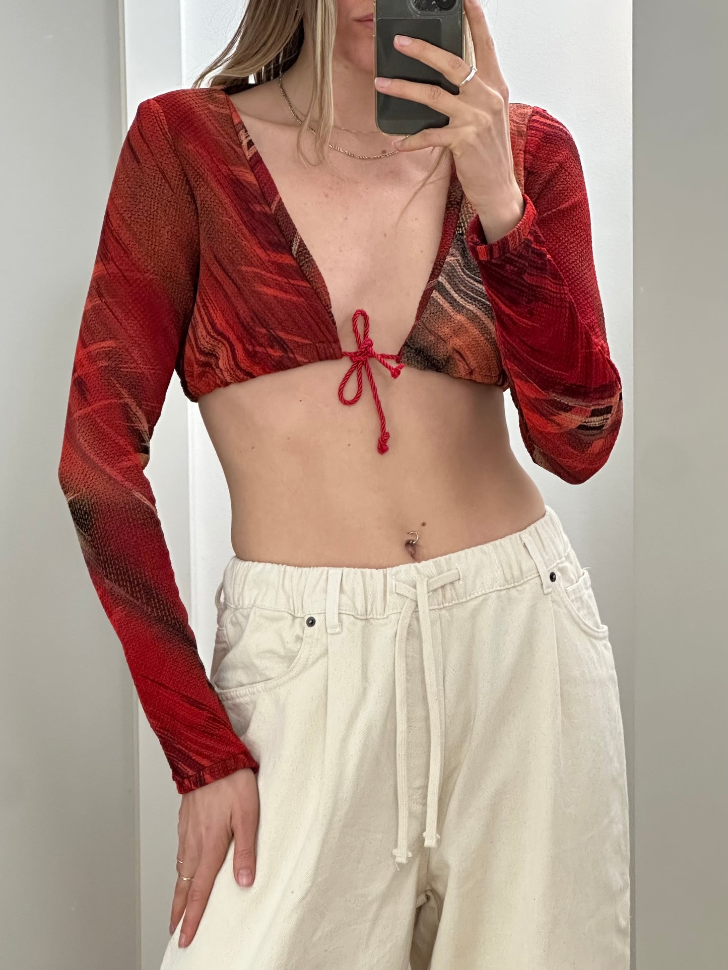 Vintage Y2K Red Bolero Top S