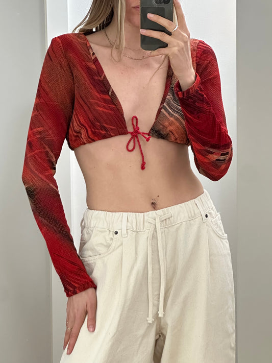 Vintage Y2K Red Bolero Top S