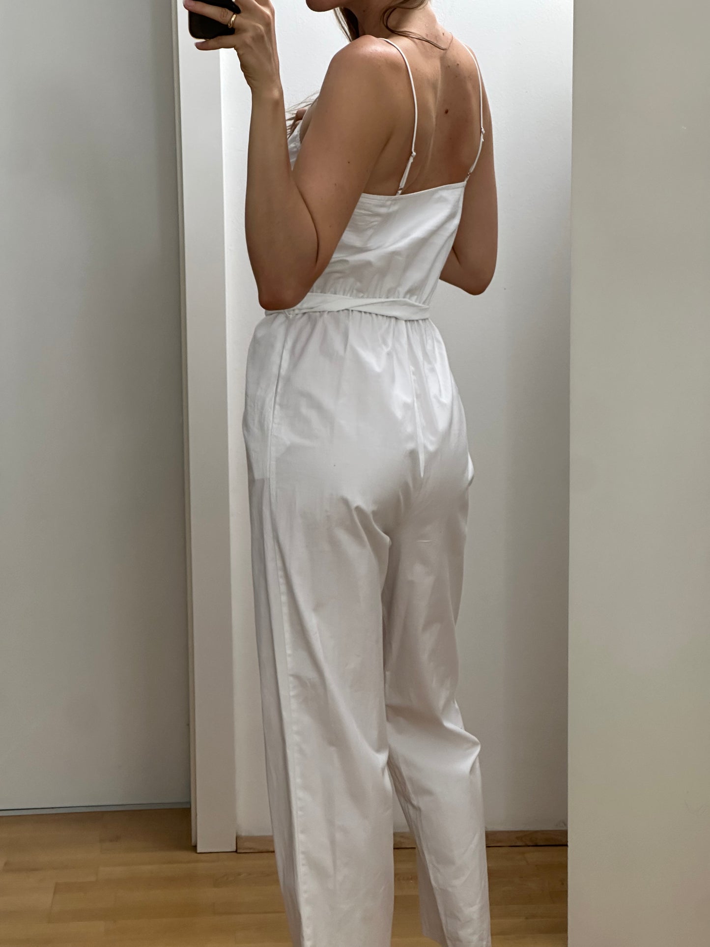White Cotton Jumpsuit S