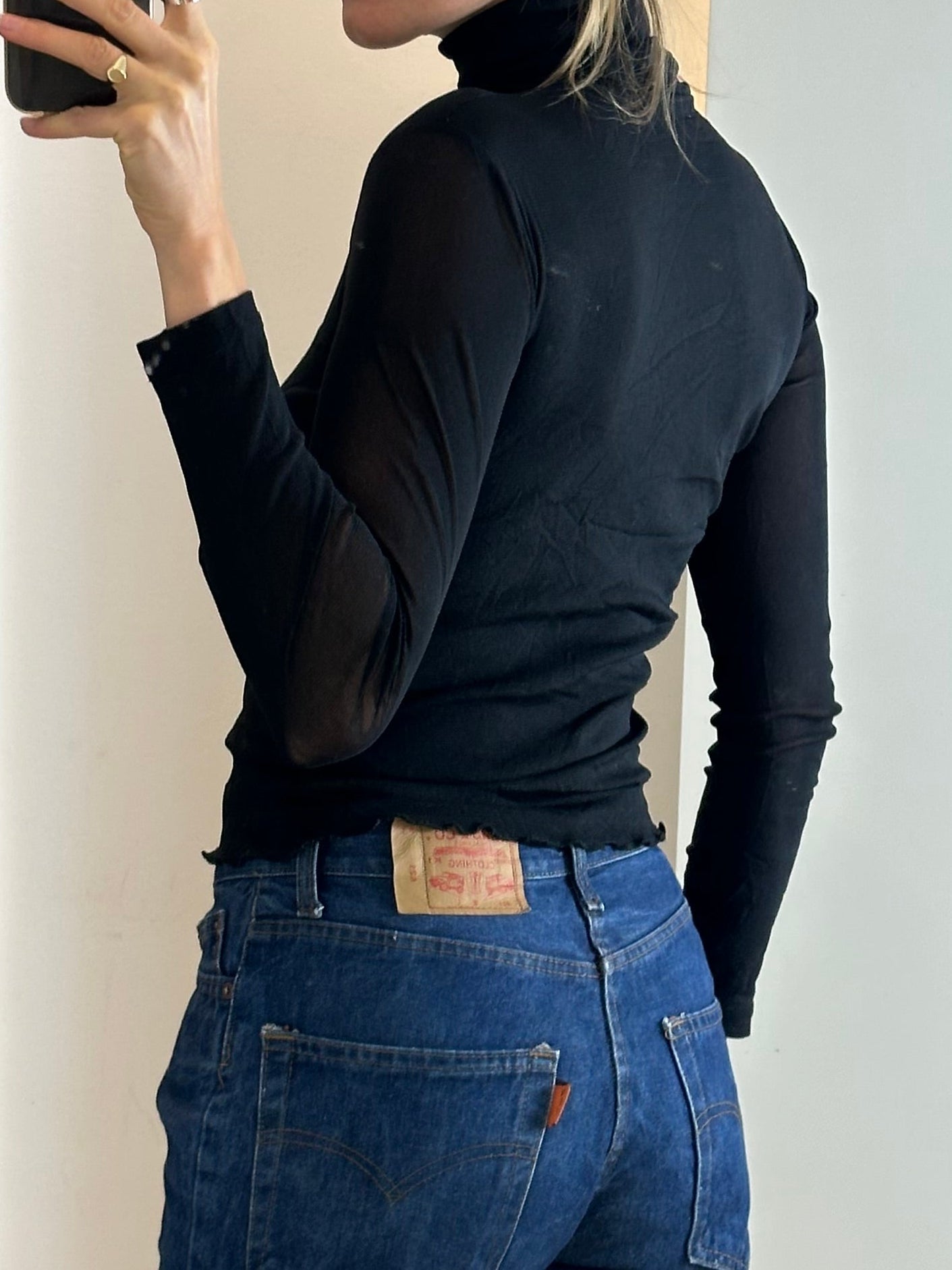 Vintage Y2K Black Mesh Top S