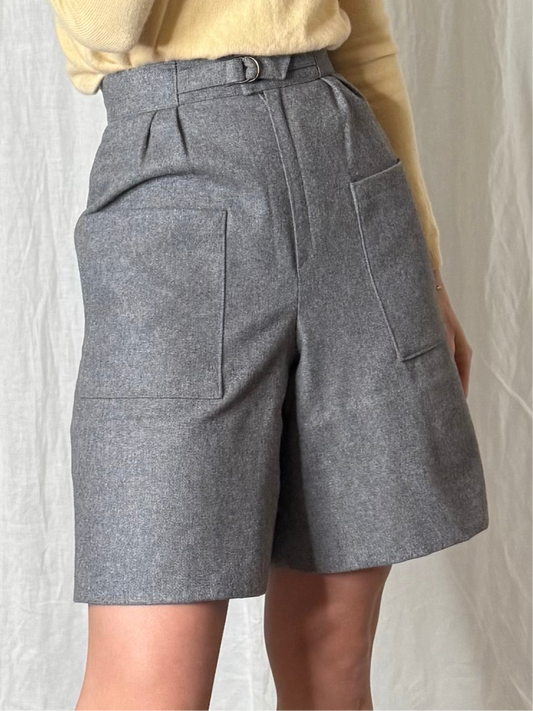 Vintage Wool Blend Gray High Waisted Bermuda Shorts XXS/XS EU 32/34