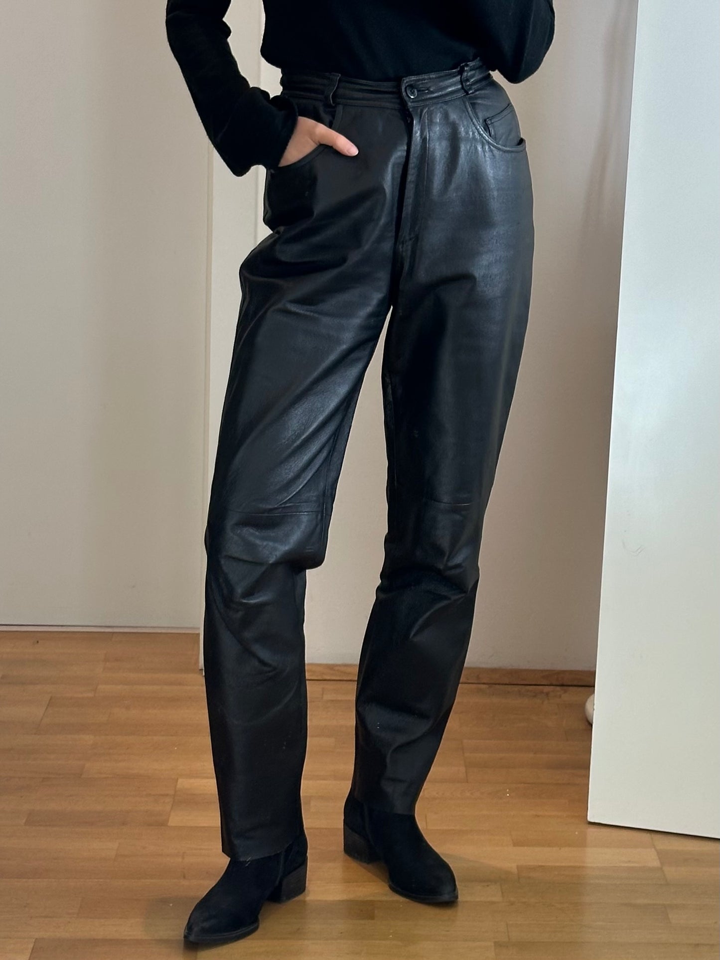 Vintage Black Leather Pants M