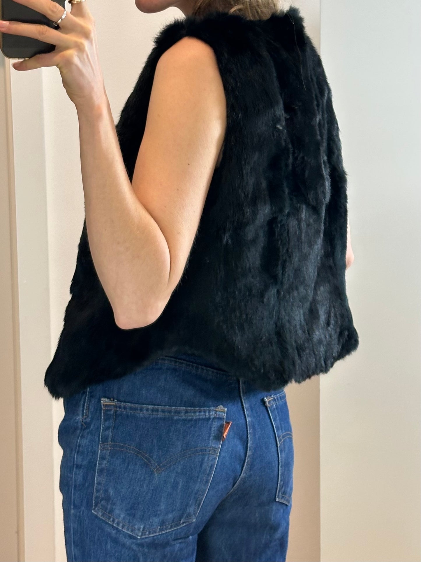 Vintage Black Fur Vest S/M