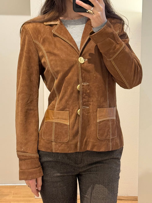 Vintage 100% Genuine Tan/Brown Leather Blazer S